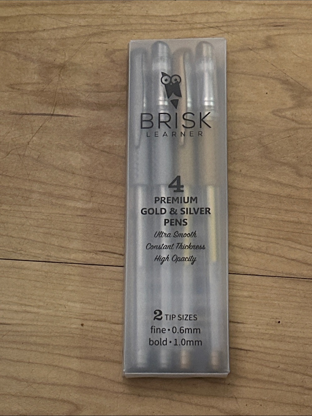 BRISK Learner Gold & Silver Metallic Pens - Set of 4 fine and bold new in pkg